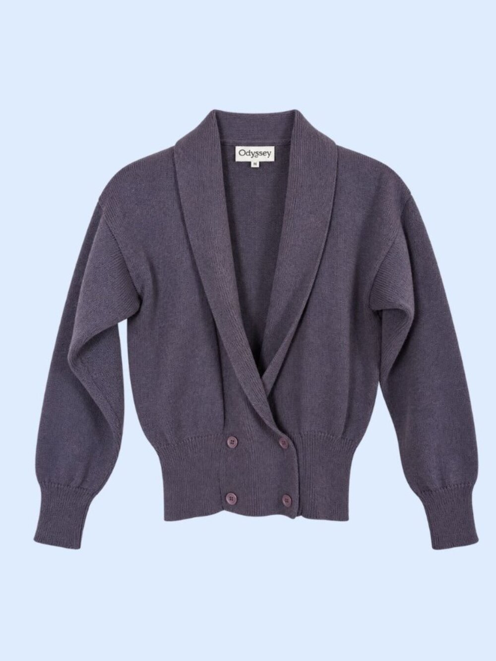 Vintage Odyssey Womens M Purple Cardigan Sweater V Neck Knit 80s 90s Taiwan